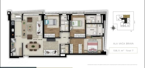 Apartamento com 3 Quartos à venda, 106m² no Setor Bueno, Goiânia