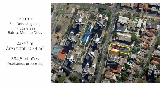 Lote/Terreno à venda, 1034m² no Menino Deus, Porto Alegre