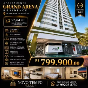 Apartamento com 3 Quartos à venda, 97m² no Cidade Alta, Cuiabá