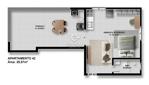 Apartamento com 1 Quarto à venda, 29m² no Parque da Fonte, São José dos Pinhais