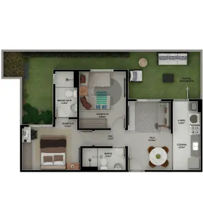 Apartamento com 2 Quartos à venda, 51m² no Planalto de Carapina, Serra