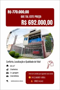 Casa de Condomínio com 3 Quartos à venda, 201m² no Xaxim, Curitiba