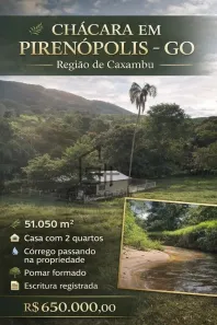 Fazenda/Sítio com 2 Quartos à venda, 51050m² no Pirenópolis, Pirenópolis