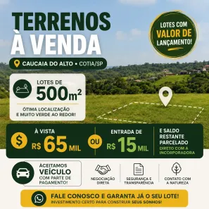 Lote/Terreno à venda, 500m² no Centro (Caucaia do Alto), Cotia