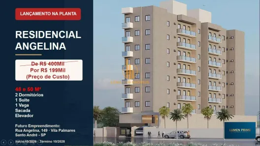Apartamento com 2 Quartos à venda, 48m² no Vila Palmares, Santo André