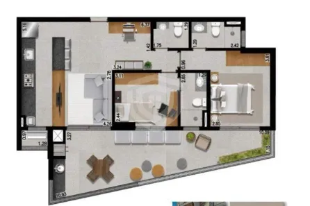 Apartamento com 2 Quartos à venda, 97m² no Vila Aviação, Bauru