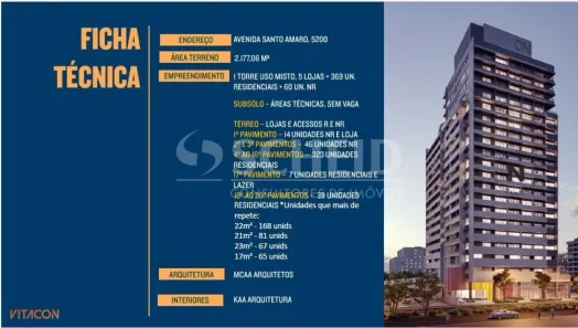 Flat com 1 Quarto à venda, 22m² no Santo Amaro, São Paulo