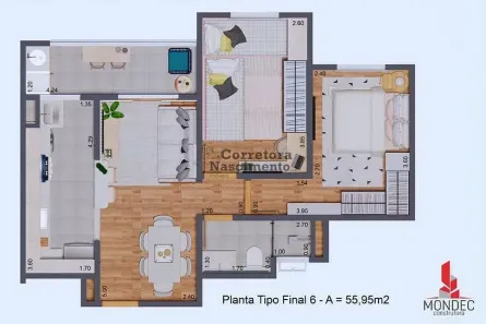 Apartamento com 2 Quartos à venda, 55m² no Jardim Santa Maria, Jacareí