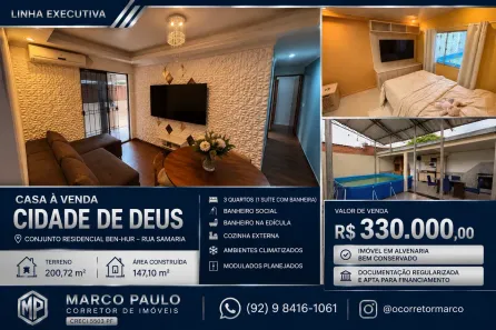 Casa de Condomínio com 3 Quartos à venda, 200m² no Cidade de Deus, Manaus