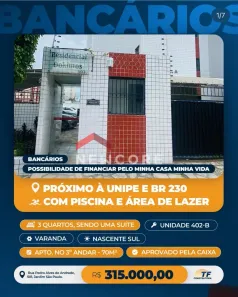 Apartamento com 3 Quartos à venda, 72m² no Jardim São Paulo, João Pessoa