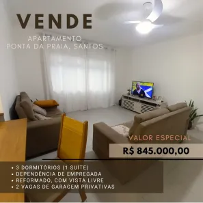 Apartamento com 3 Quartos à venda, 150m² no Ponta da Praia, Santos