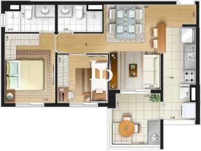 Apartamento com 2 Quartos à venda, 57m² no Quinta da Paineira, São Paulo