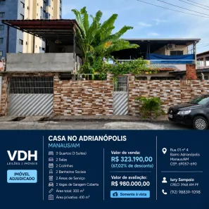 Sobrado com 3 Quartos à venda, 300m² no Adrianópolis, Manaus