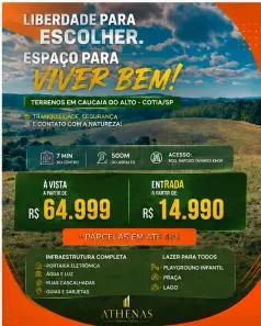 Lote/Terreno à venda, 500m² no Recreio Topázio (Caucaia do Alto), Cotia