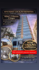 Apartamento com 3 Quartos para alugar, 100m² no Guilhermina, Praia Grande