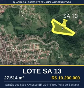 Lote/Terreno à venda, 27514m² no , Amélia Rodrigues