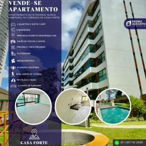 Apartamento com 3 Quartos à venda, 122m² no Monteiro, Recife