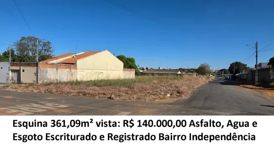 Lote/Terreno à venda, 361m² no Independência - 2º Complemento, Aparecida de Goiânia