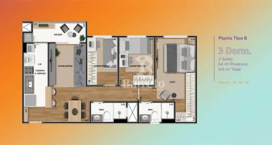 Apartamento com 3 Quartos à venda, 64m² no Igapó, Londrina