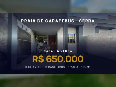 Casa com 3 Quartos à venda, 115m² no Praia de Carapebus, Serra