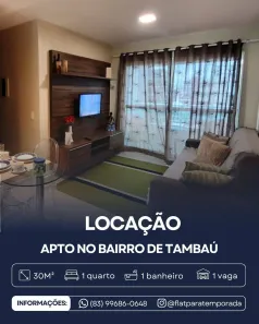 Apartamento com 1 Quarto para alugar, 30m² no Tambaú, João Pessoa