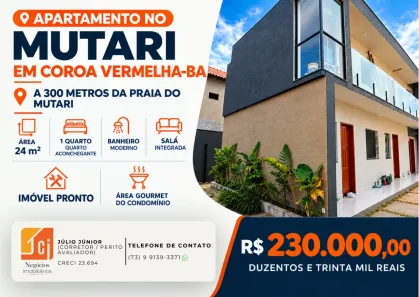 Apartamento com 1 Quarto à venda, 24m² no Coroa Vermelha, Santa Cruz Cabrália