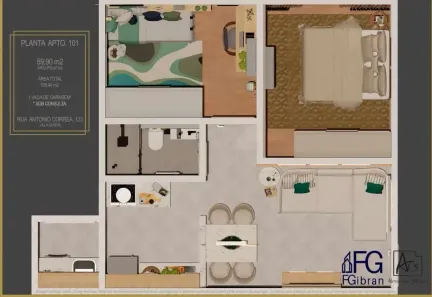 Apartamento com 2 Quartos à venda, 60m² no Vila Glória, Campo Grande