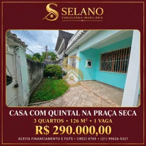 Casa com 3 Quartos à venda, 126m² no Praça Seca, Rio de Janeiro