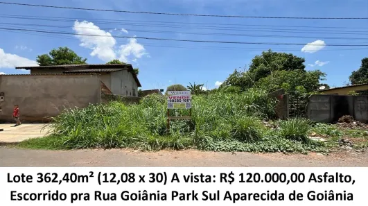 Lote/Terreno à venda, 362m² no Goiânia Park Sul, Aparecida de Goiânia