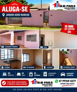 Casa com 2 Quartos para alugar, 70m² no Jardim Aero Rancho, Campo Grande