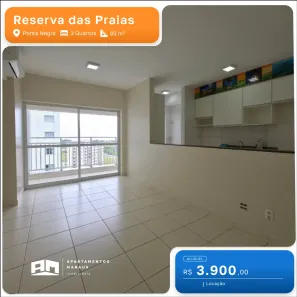 Apartamento com 3 Quartos para alugar, 85m² no Ponta Negra, Manaus