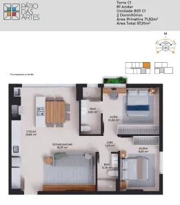 Apartamento com 2 Quartos à venda, 72m² no Pedra Branca, Palhoça