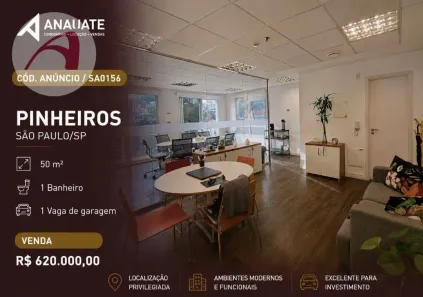 Sala Comercial à venda, 50m² no Pinheiros, São Paulo