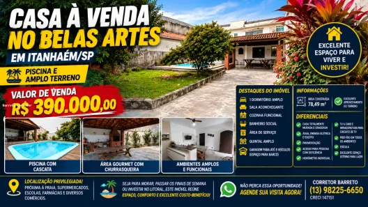 Casa com 1 Quarto à venda, 78m² no Belas Artes, Itanhaém