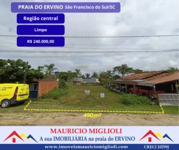 Lote/Terreno à venda, 490m² no Praia do Ervino, São Francisco do Sul