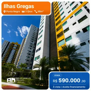 Apartamento com 3 Quartos à venda, 98m² no Ponta Negra, Manaus