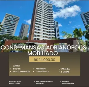 Apartamento com 4 Quartos para alugar, 240m² no Aleixo, Manaus