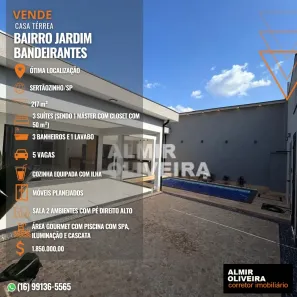 Casa com 3 Quartos à venda, 217m² no Jardim Recreio dos Bandeirantes, Sertãozinho