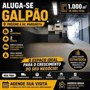 Galpão/Depósito/Armazém com 2 Quartos para alugar, 1000m² no Nova Cidade, Manaus
