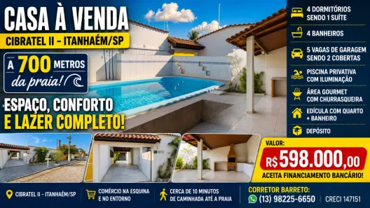 Casa com 4 Quartos à venda, 372m² no Cibratel II, Itanhaém