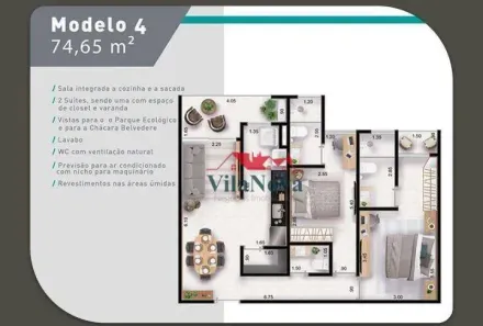 Apartamento com 2 Quartos para venda ou aluguel, 75m² no Jardim Bela Vista, Indaiatuba