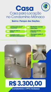 Casa de Condomínio com 3 Quartos para alugar, 10m² no Parque Residencial das Nações Indígenas, Cuiabá