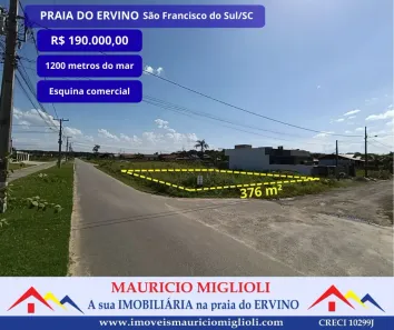 Lote/Terreno à venda, 376m² no Praia do Ervino, São Francisco do Sul