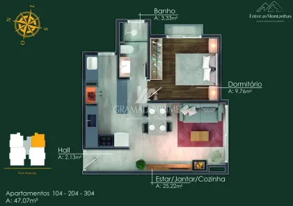 Apartamento com 1 Quarto à venda, 60m² no Moura, Gramado