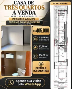 Casa com 3 Quartos à venda, 88m² no Plano Diretor Sul, Palmas