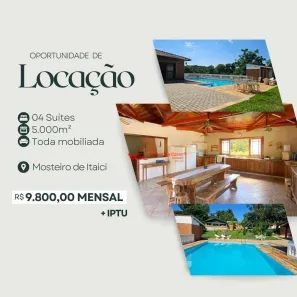 Fazenda/Sítio com 4 Quartos para alugar, 750m² no Colinas do Mosteiro de Itaici, Indaiatuba