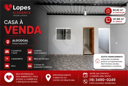 Casa com 2 Quartos à venda, 82m² no Jardim Algodoal, Piracicaba