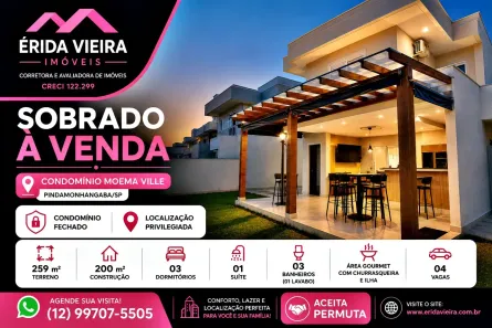 Sobrado com 3 Quartos à venda, 259m² no Condomínio Residencial e Comercial Moema Ville, Pindamonhangaba