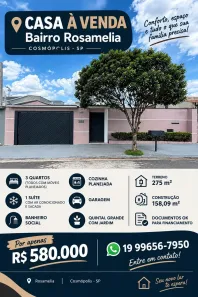 Casa com 3 Quartos à venda, 158m² no Parque Residencial Rosamélia, Cosmópolis