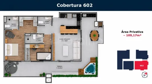 Cobertura com 2 Quartos à venda, 109m² no Coqueiros, Florianópolis